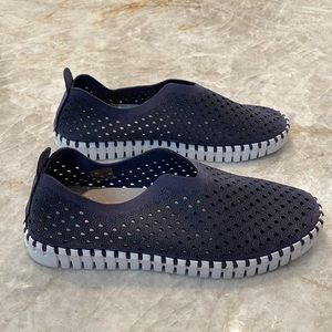 ILSE JACOBSEN TULIP NUBUCK LEATHER PERFORATED FLEXIBLE SLIP ON SNEAKER
